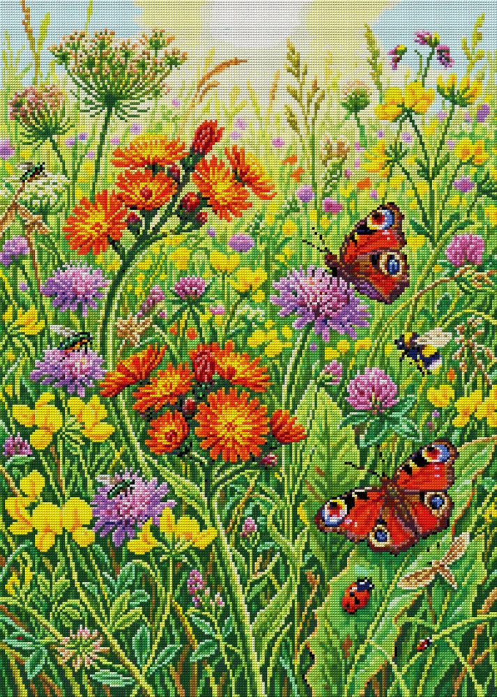 Butterflies and Wildflowers Meadow, 50x70 cm timanttimaalaus – koko kuvion esikatselu ilman lähikuvaa