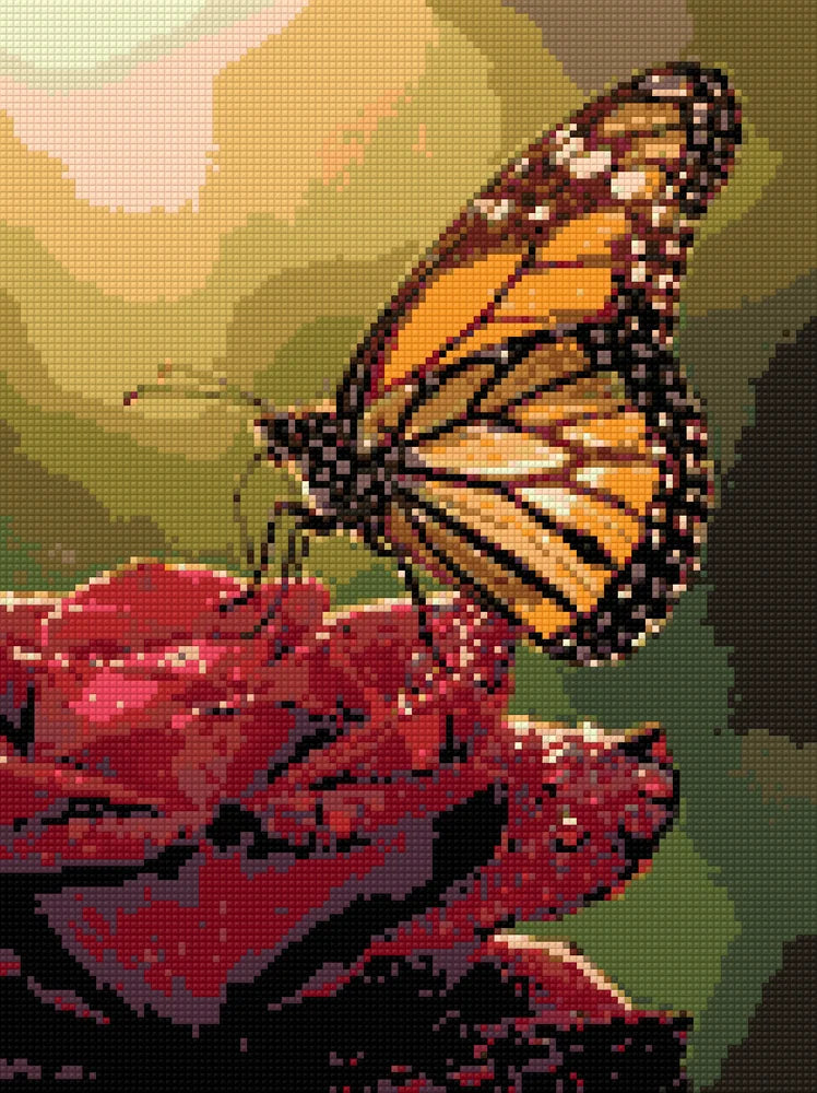 Timanttikuvio - Butterfly on Rose