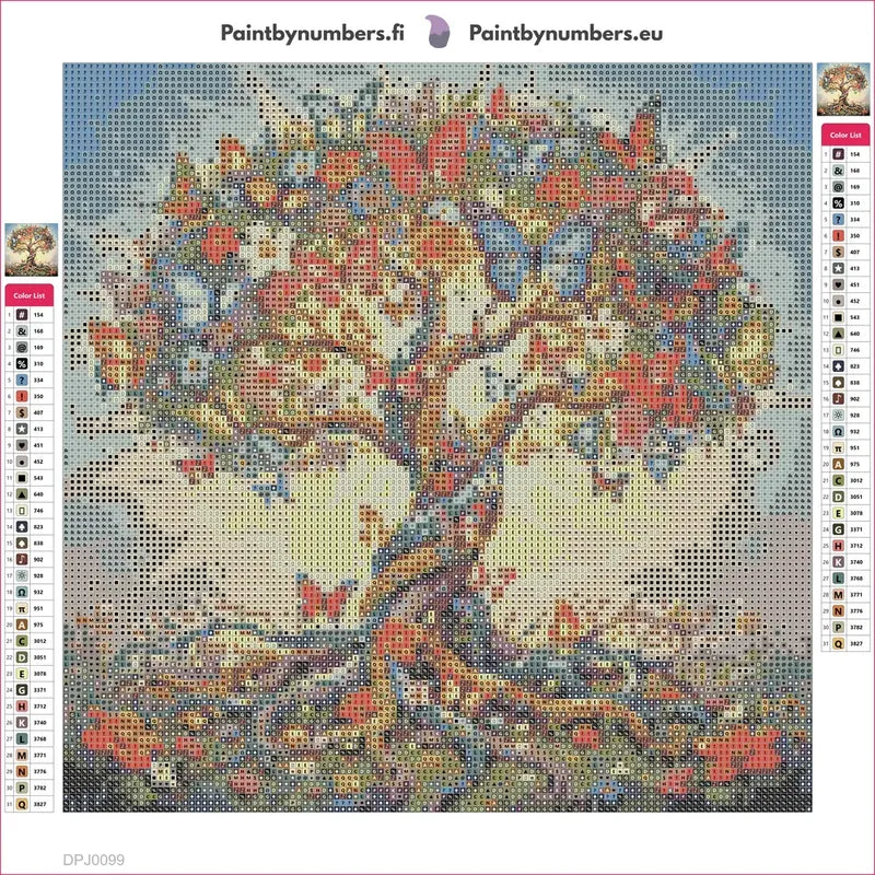 Butterfly Tree timanttimaalauksen liimapintainen canvas 30x30cm