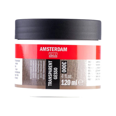 Amsterdam Transparent Gesso 120 ml purkki valkoisella taustalla