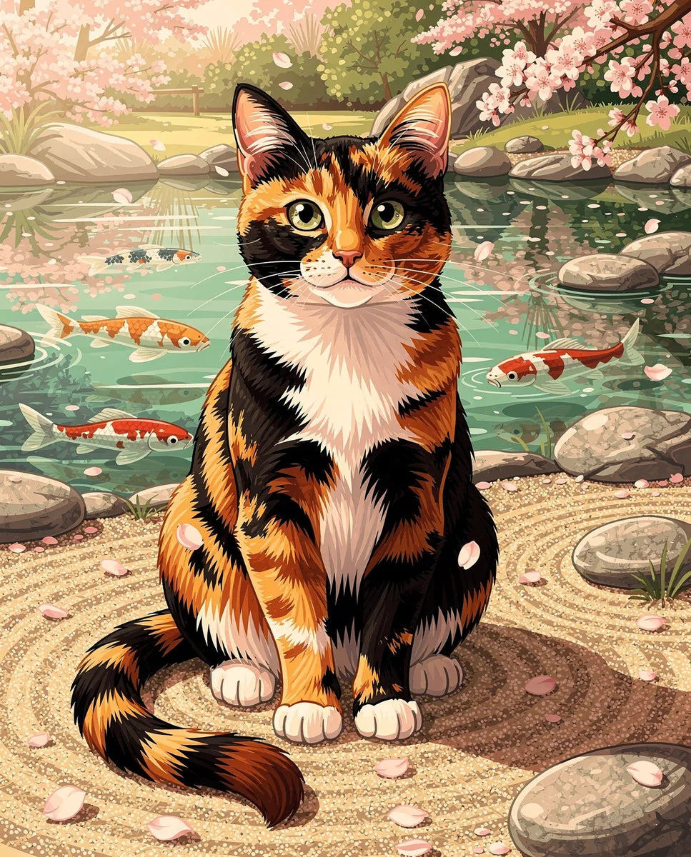 Timanttimaalaus Calico Cat by Pond