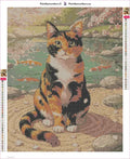 Thumbnail for Calico Cat by Pond timanttimaalauksen liimapintainen canvas 40x50cm