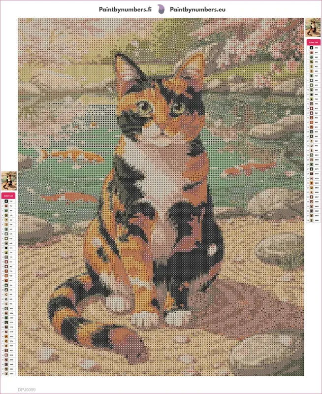 Calico Cat by Pond timanttimaalauksen liimapintainen canvas 40x50cm