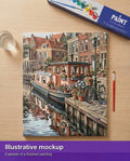 Thumbnail for Valmiin numeromaalauksen havainnekuva - Canal Boat and Bicycle 40x50cm
