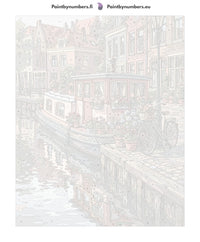 Thumbnail for Numeroitu kangas - Canal Boat and Bicycle 40x50cm