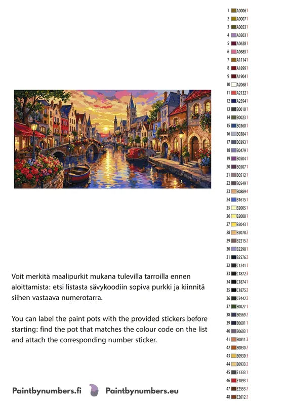 Värikartta ja ohjeet - Canal Bridge at Sunset 120x60cm