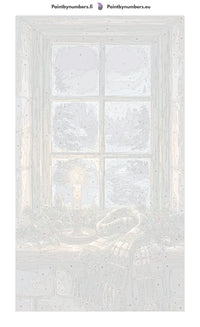 Thumbnail for Numeroitu kangas - Candle and Scarf at Winter Window 40x70cm