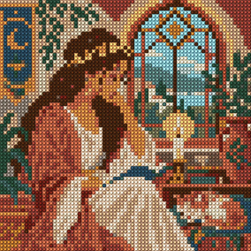 Candle beside the Sacred Window, 20x20 cm timanttimaalaus – koko kuvion esikatselu ilman lähikuvaa