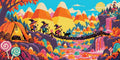 Thumbnail for Candy Corn Mountain Expedition, 60x30 cm timanttimaalaus – lopullisen kuvion esikatselu