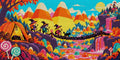 Thumbnail for Candy Corn Mountain Expedition, 60x30 cm timanttimaalaus – koko kuvion esikatselu ilman lähikuvaa