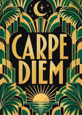 Thumbnail for Art deco Carpe Diem juliste numeromaalaus, vihreä, kulta ja musta