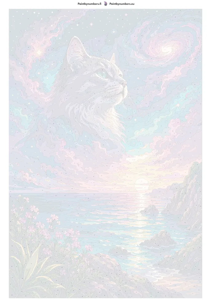 Numeroitu kangas - Cat Galaxy Sunset 40x50cm