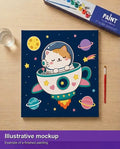 Thumbnail for Valmiin numeromaalauksen havainnekuva - Cat in Spaceship 50x50cm