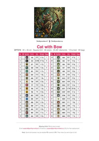 Thumbnail for Cat with Bow timanttimaalauksen värikartta – 36 DMC-väriä