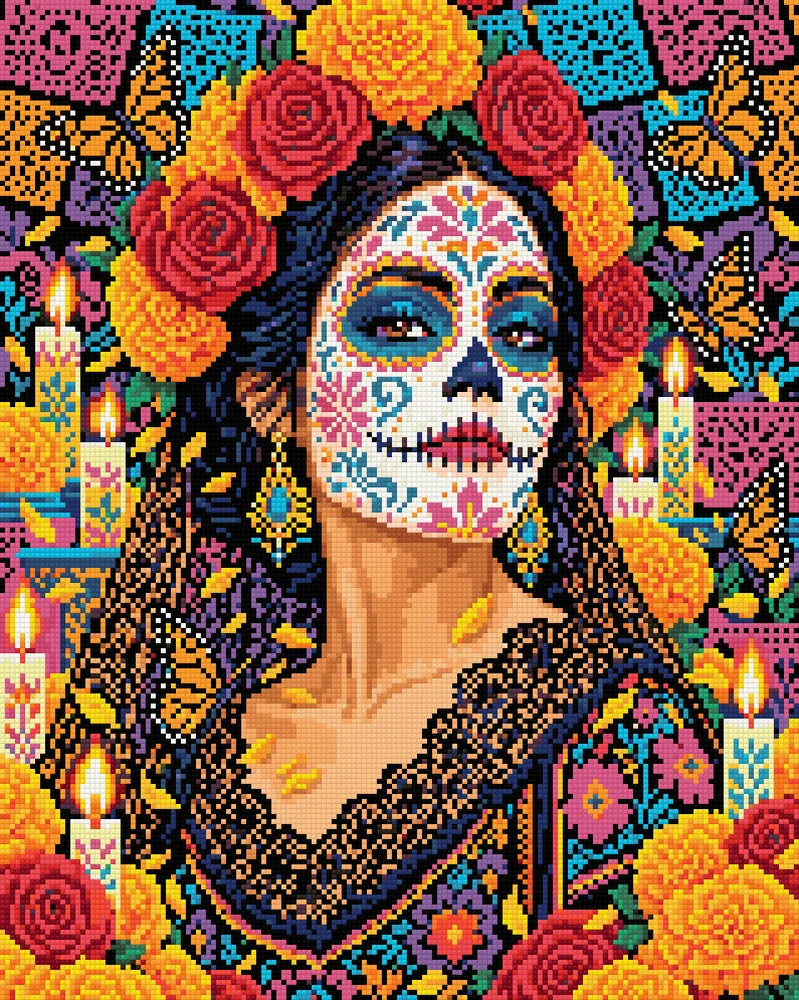 Catrina Day of the Dead, 40x50 cm timanttimaalaus – lopullisen kuvion esikatselu
