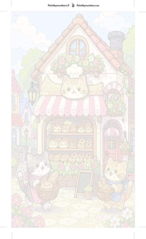 Numeroitu kangas - Cats at Bakery Shop 40x70cm