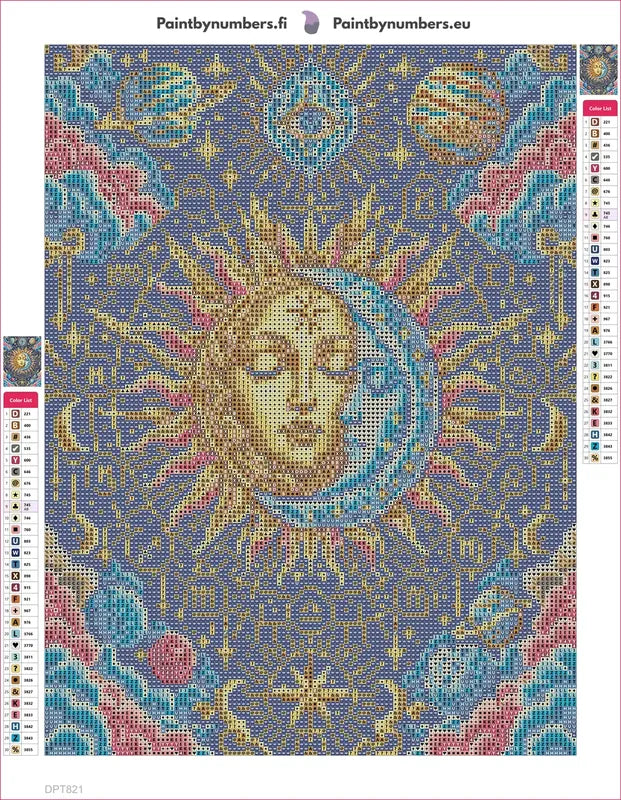 Celestial Sun and Moon Tarot timanttimaalauksen liimapintainen canvas 30x40cm