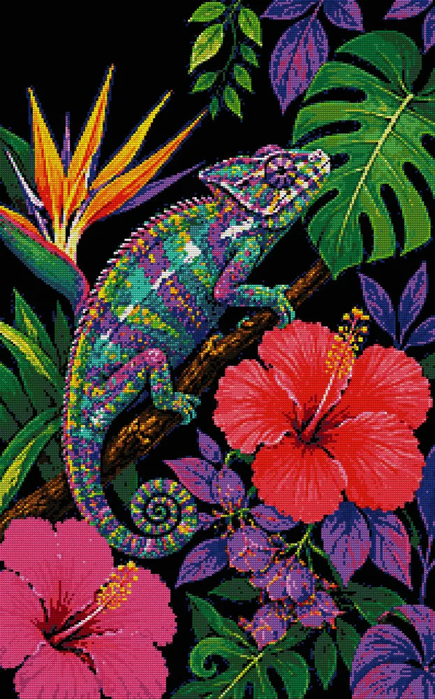 Timanttikuvio - Chameleon on Branch