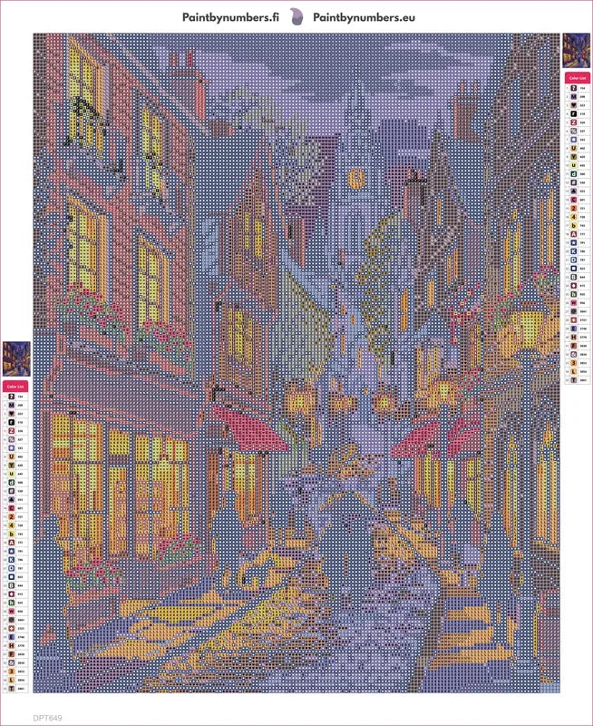 Charming Evening Village Street timanttimaalauksen liimapintainen canvas 40x50cm