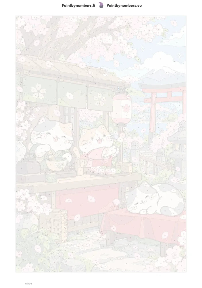 Numeromaalaus: Numeroitu kangas - Cherry Blossom Tea Stand 40x60cm