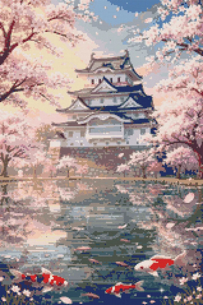 Timanttikuvio - Cherry Blossoms and Koi