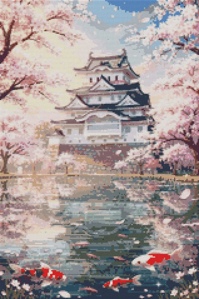 Timanttikuvio - Cherry Blossoms and Koi