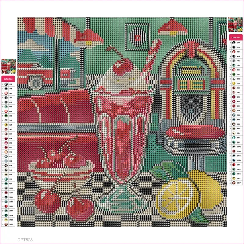 Cherry Fizz Checkerboard timanttimaalauksen liimapintainen canvas 30x30cm