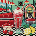 Thumbnail for Cherry Fizz Checkerboard, 30x30 cm timanttimaalaus – lopullisen kuvion esikatselu