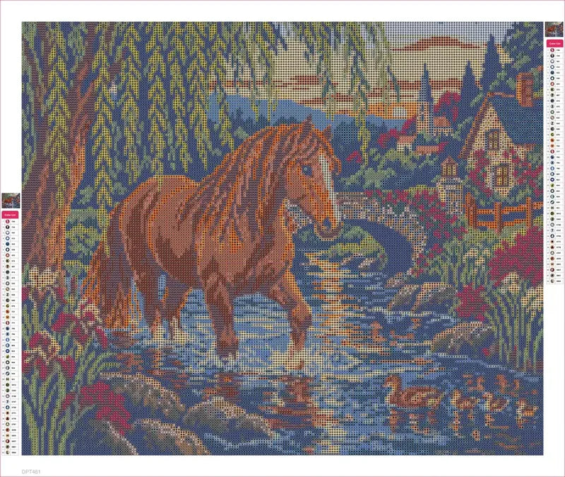 Chestnut at the Willow Ford timanttimaalauksen liimapintainen canvas 60x50cm