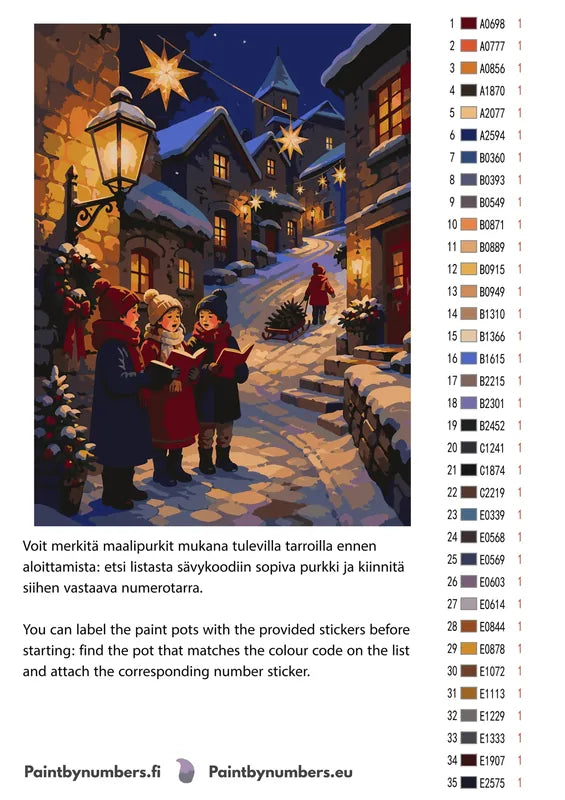 Värikartta ja ohjeet - Children Singing Christmas Carols 30x40cm