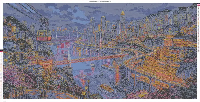 Chongqing at Night timanttimaalauksen liimapintainen canvas 160x80cm