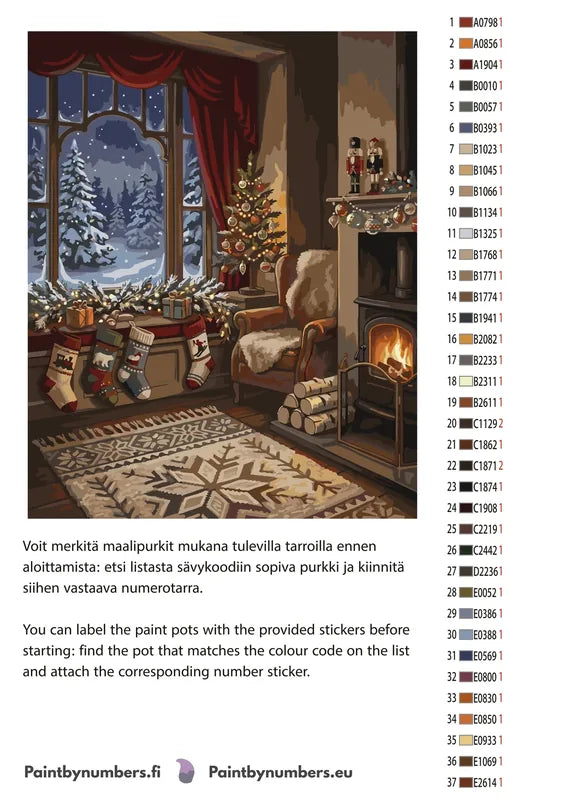 Värikartta ja ohjeet - Christmas Living Room Scene 40x50cm