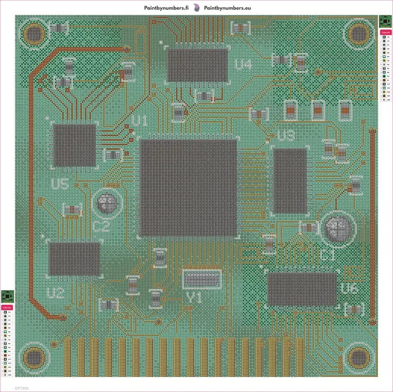 Circuit Board Close-Up timanttimaalauksen liimapintainen canvas 60x60cm