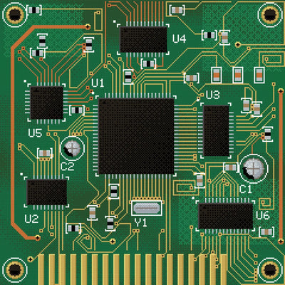 Circuit Board Close-Up, 60x60 cm timanttimaalaus – lopullisen kuvion esikatselu