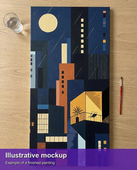 Thumbnail for Valmiin numeromaalauksen havainnekuva - City Buildings at Night 40x80cm
