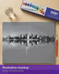 Thumbnail for Valmiin numeromaalauksen havainnekuva - City Skyline Reflection 50x40cm
