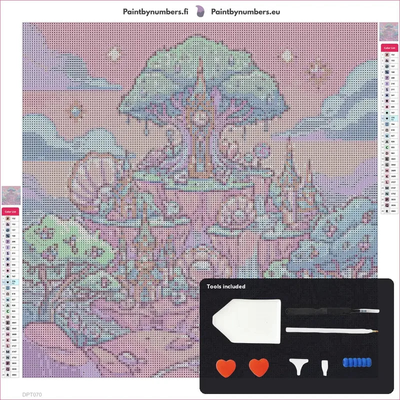 Clock Tree timanttimaalauksen kangas 40x40cm mukana tulevilla tyokaluilla - timanttikyna, vaha, lajittelutarjotin ja pinsetit