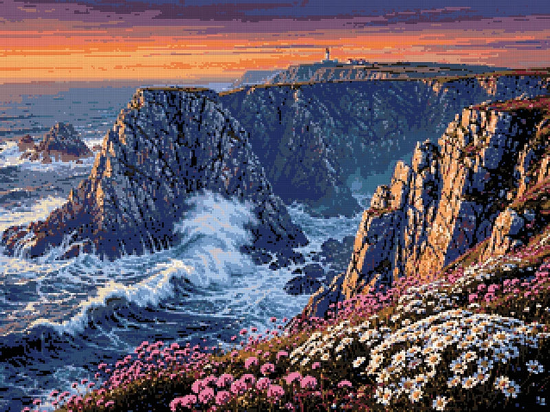 Timanttikuvio - Coastal Cliffs at Sunset