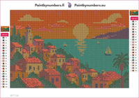 Thumbnail for Coastal Village Sunset timanttimaalauksen liimapintainen canvas 30x20cm