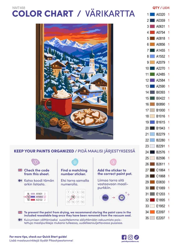 Numeromaalaus: Värikartta ja ohjeet - Cocoa above the Rooftops 40x60cm