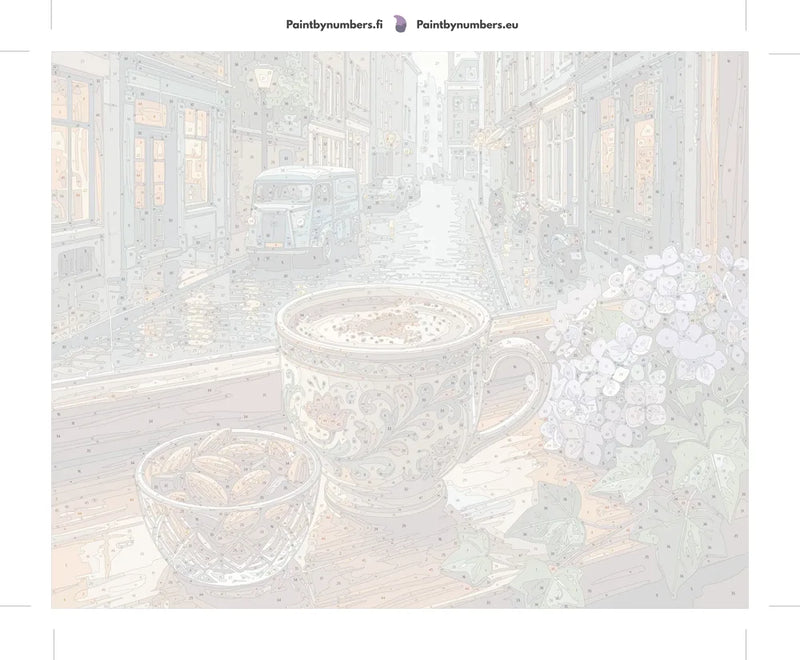 Numeroitu kangas - Coffee Cup on Rainy Street 50x40cm
