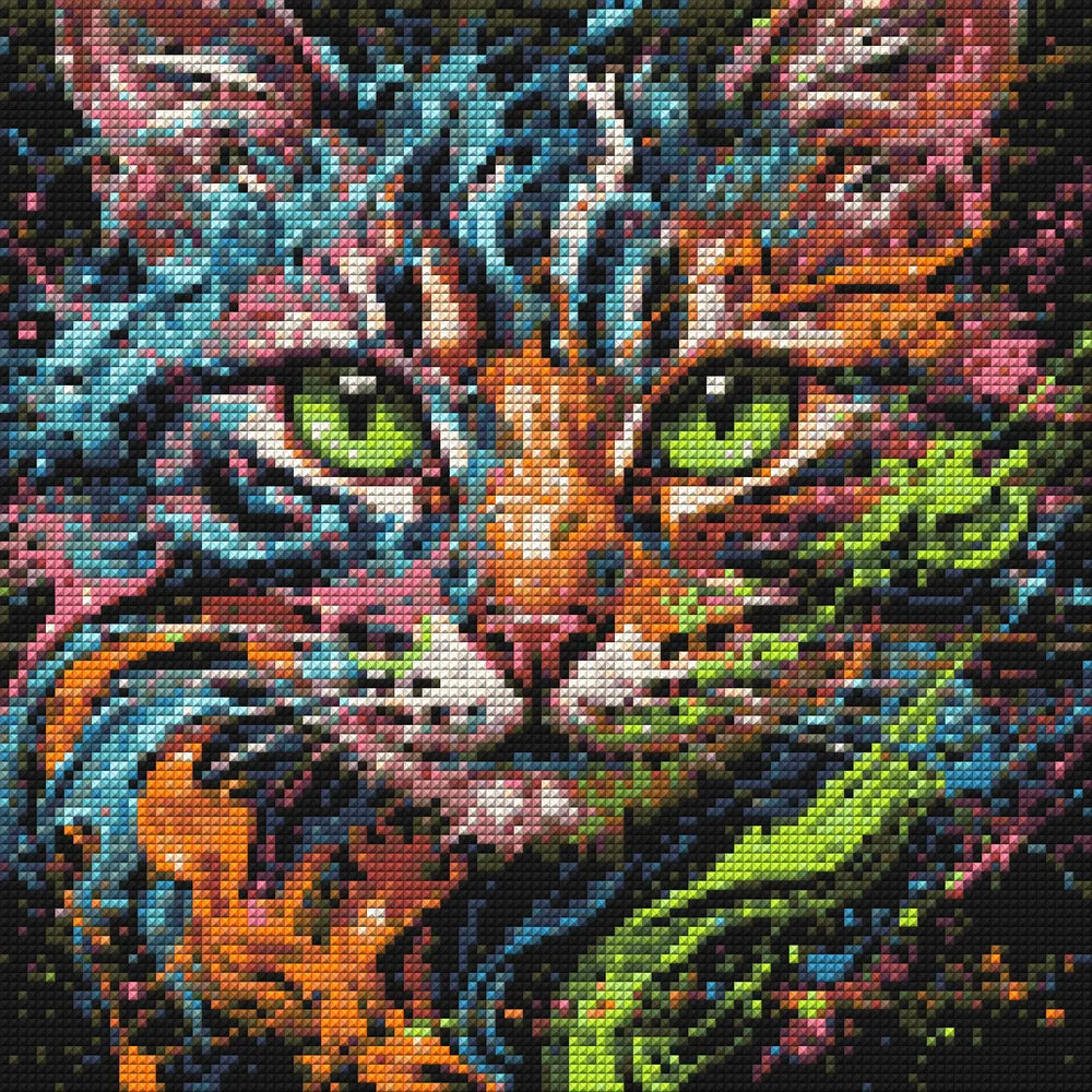 Timanttikuvio - Colorful Cat Portrait