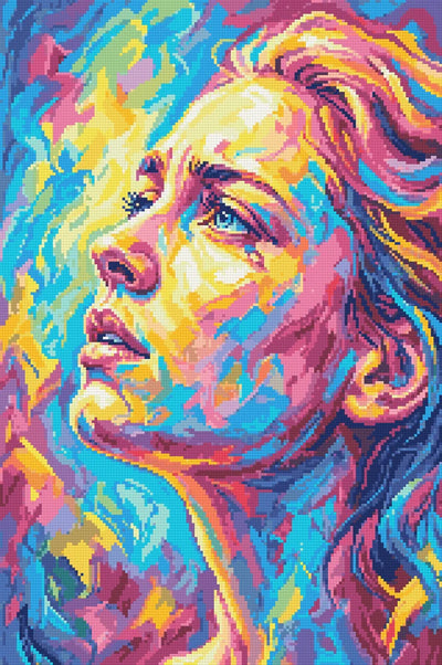 Colorful Expressive Woman Portrait, 40x60 cm timanttimaalaus – lopullisen kuvion esikatselu