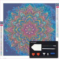 Thumbnail for Colorful Mandala timanttimaalauksen kangas 40x40cm mukana tulevilla tyokaluilla - timanttikyna, vaha, lajittelutarjotin ja pinsetit