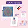 Thumbnail for Colorful Mandala 40x40cm timanttimaalauspaketin sisalto: liimapintainen canvas, varikartta, tyokalut ja timanttipussit