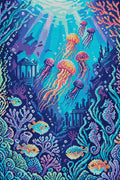 Thumbnail for Colorful Underwater Fantasy Scene, 40x60 cm timanttimaalaus – koko kuvion esikatselu ilman lähikuvaa