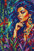 Thumbnail for Colorful Woman Portrait Art, 40x60 cm timanttimaalaus – koko kuvion esikatselu ilman lähikuvaa