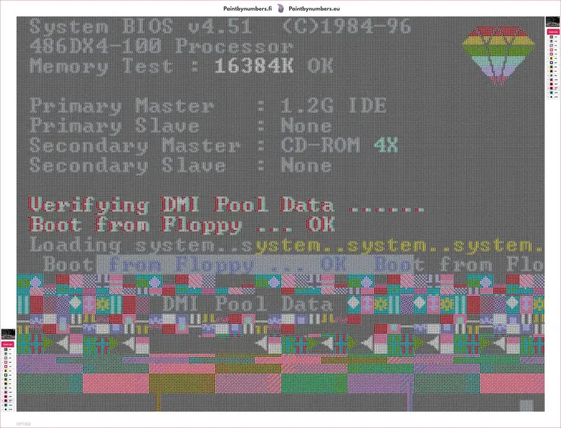 Corrupted Boot Screen timanttimaalauksen liimapintainen canvas 80x60cm