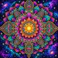 Thumbnail for Cosmic Lotus Mandala, 60x60 cm timanttimaalaus – alkuperäinen kuva, josta kuvio on tehty