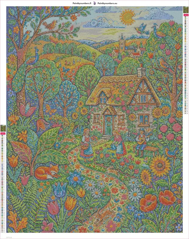 Cottage Garden timanttimaalauksen liimapintainen canvas 70x90cm